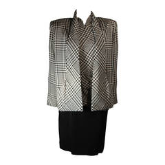 Vintage Vicky Tiel Black and White Houndstooth Cocktail Dress and Jacket Size Small