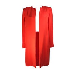 Vicky Tiel Orange Silk Skirt Suit Size Small 5