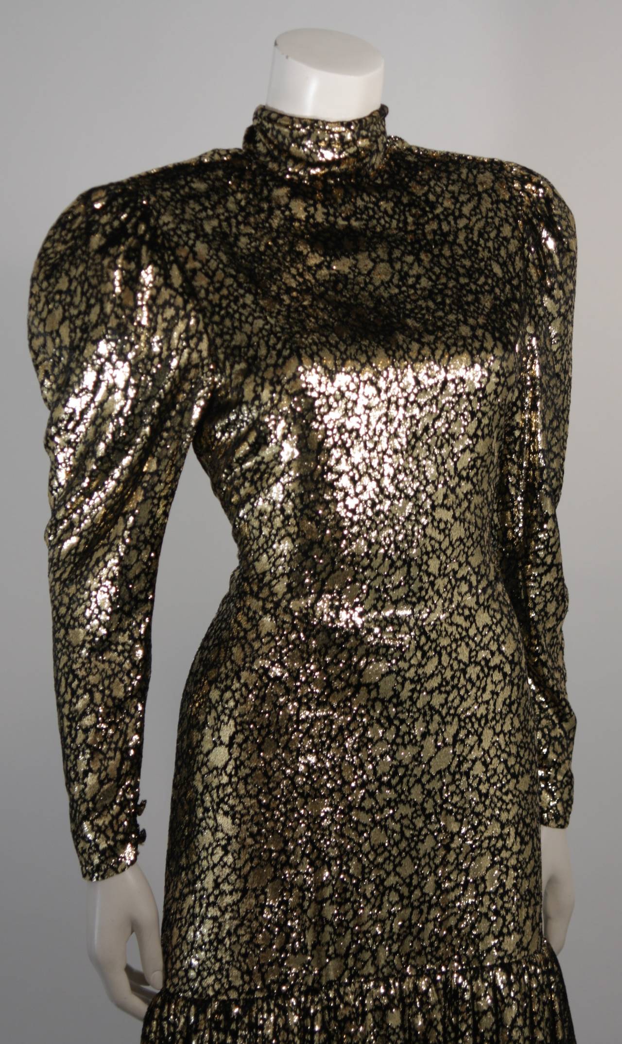 Sonia Rykiel - Robe à volants noire et dorée avec accents métalliques, taille S Pour femmes en vente