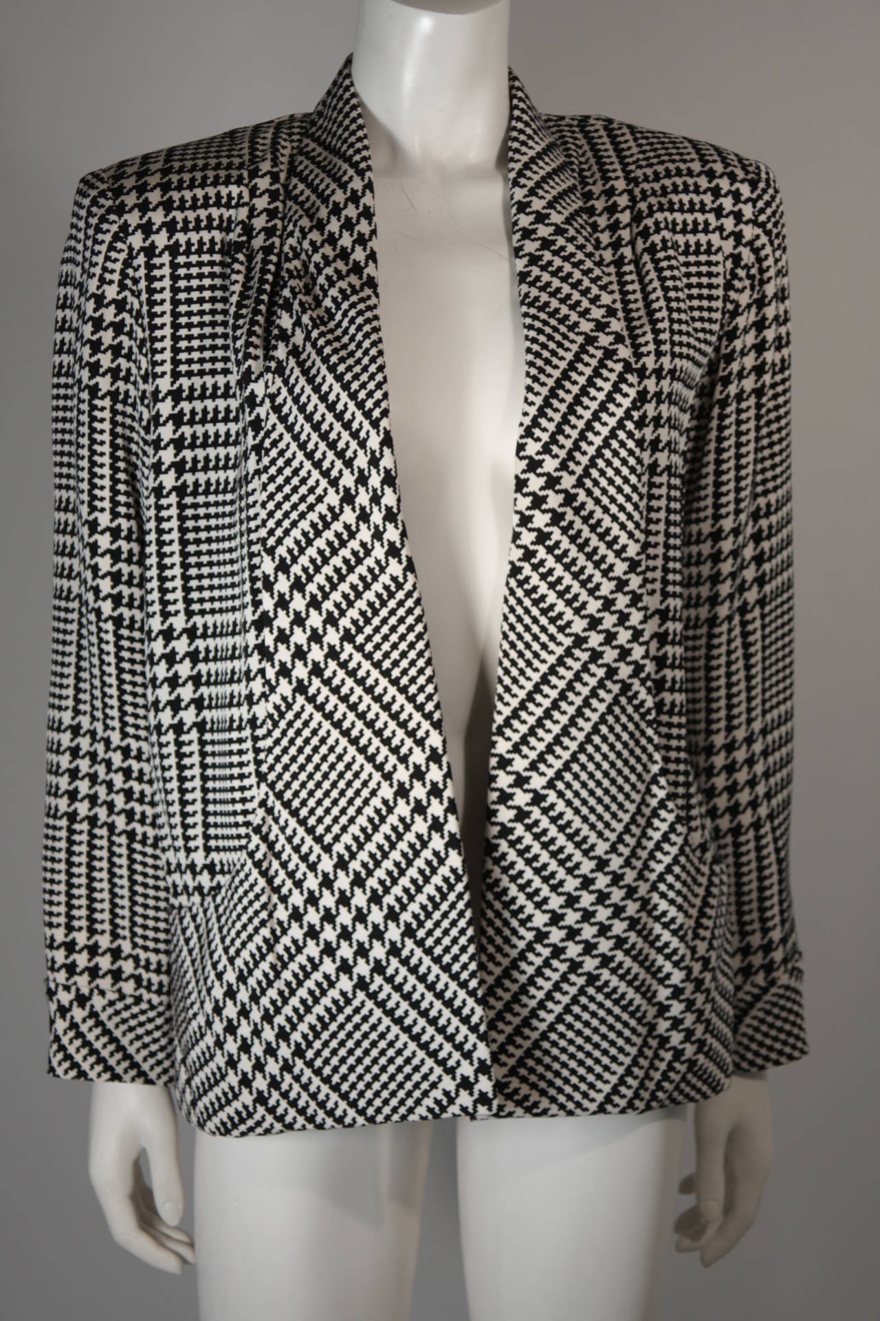 Vicky Tiel Black and White Houndstooth Cocktail Dress and Jacket Size ...