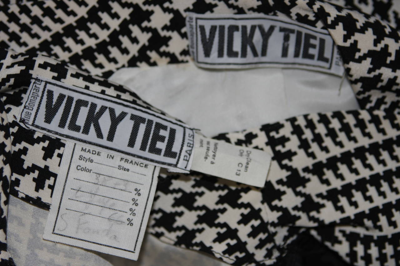 Vicky Tiel Black and White Houndstooth Cocktail Dress and Jacket Size Small 5