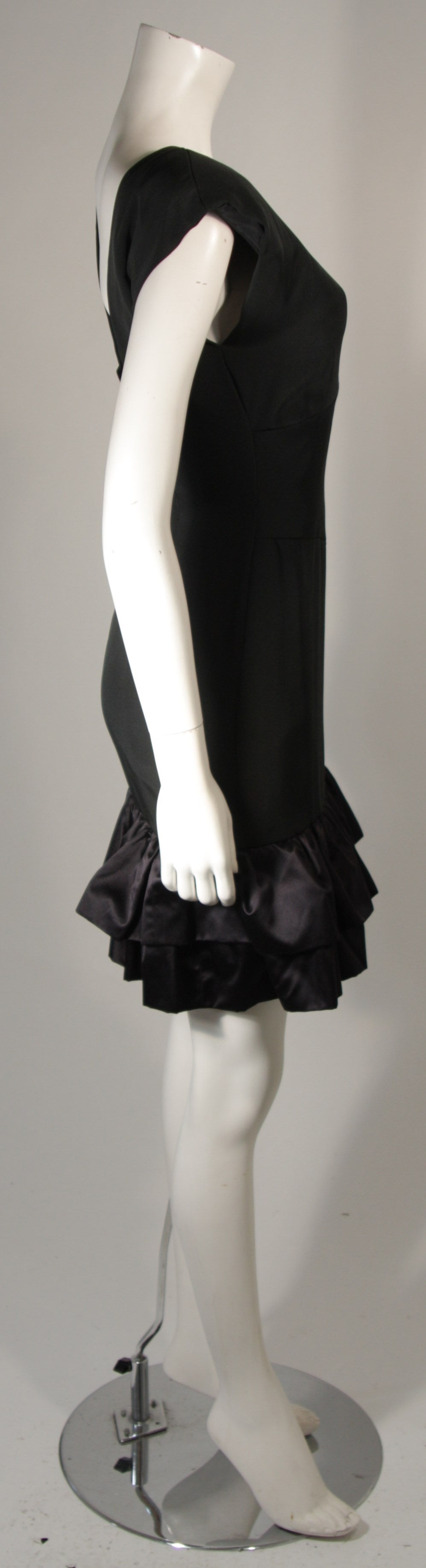 Vicky Tiel Black Silk Cocktail Dress with Criss Cross Back Size Small 1