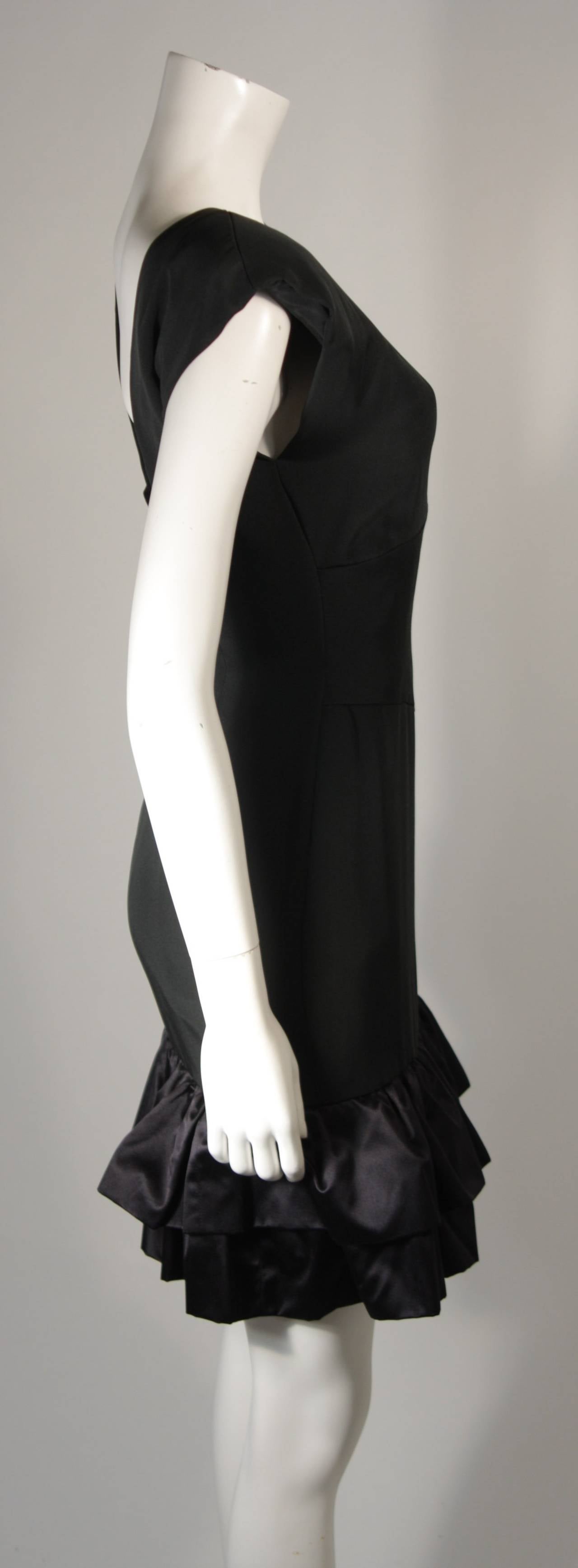 Vicky Tiel Black Silk Cocktail Dress with Criss Cross Back Size Small 2