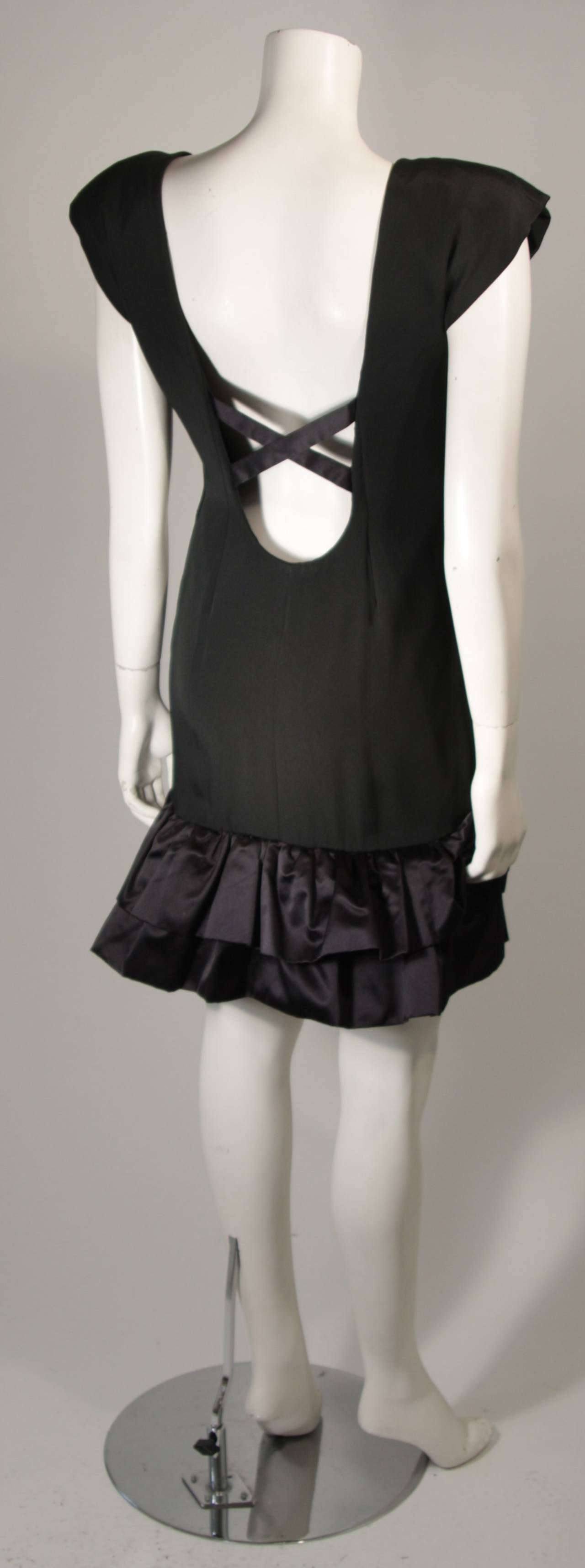 Vicky Tiel Black Silk Cocktail Dress with Criss Cross Back Size Small 3