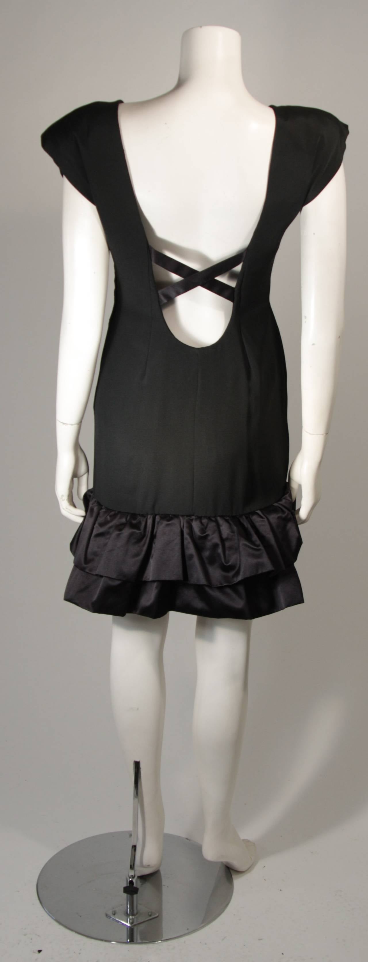Vicky Tiel Black Silk Cocktail Dress with Criss Cross Back Size Small 4
