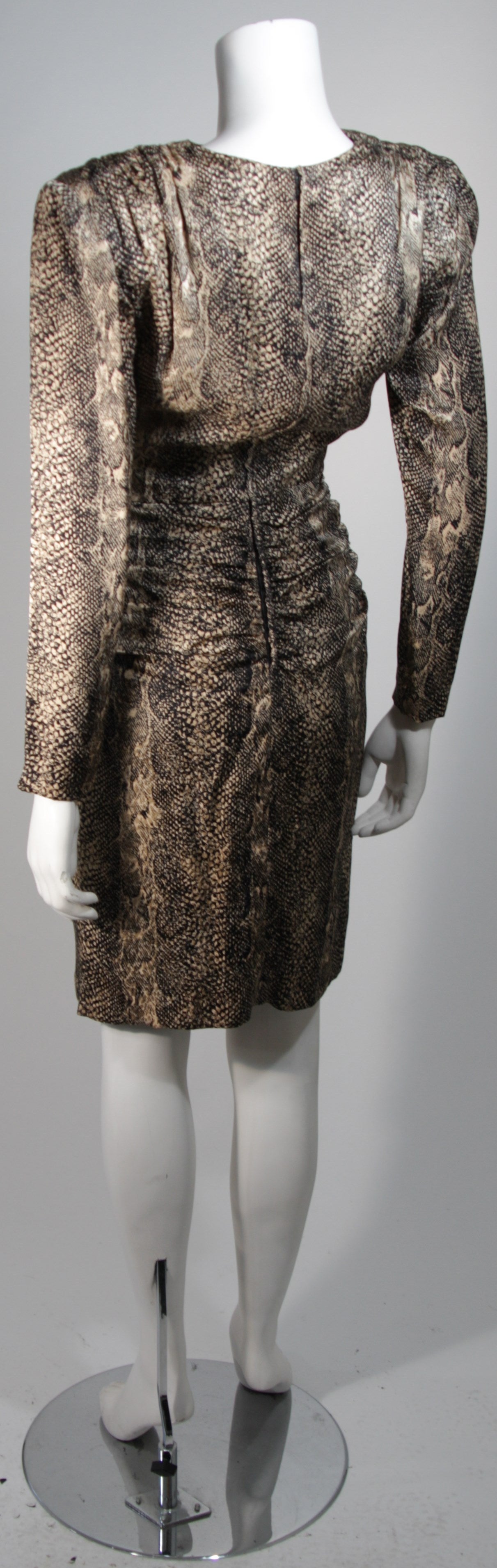 Vicky Tiel Silk Snakeskin Cocktail Dress with Draping Size Small 3