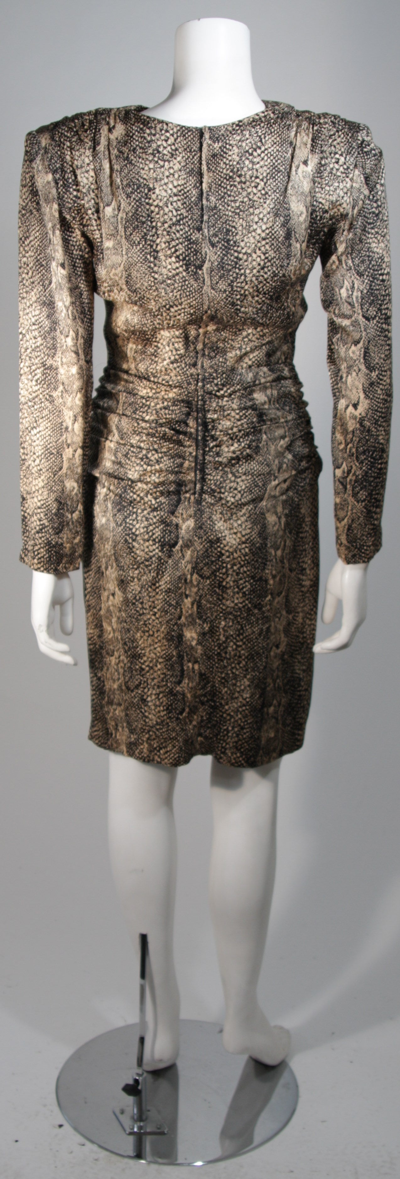 Vicky Tiel Silk Snakeskin Cocktail Dress with Draping Size Small 4