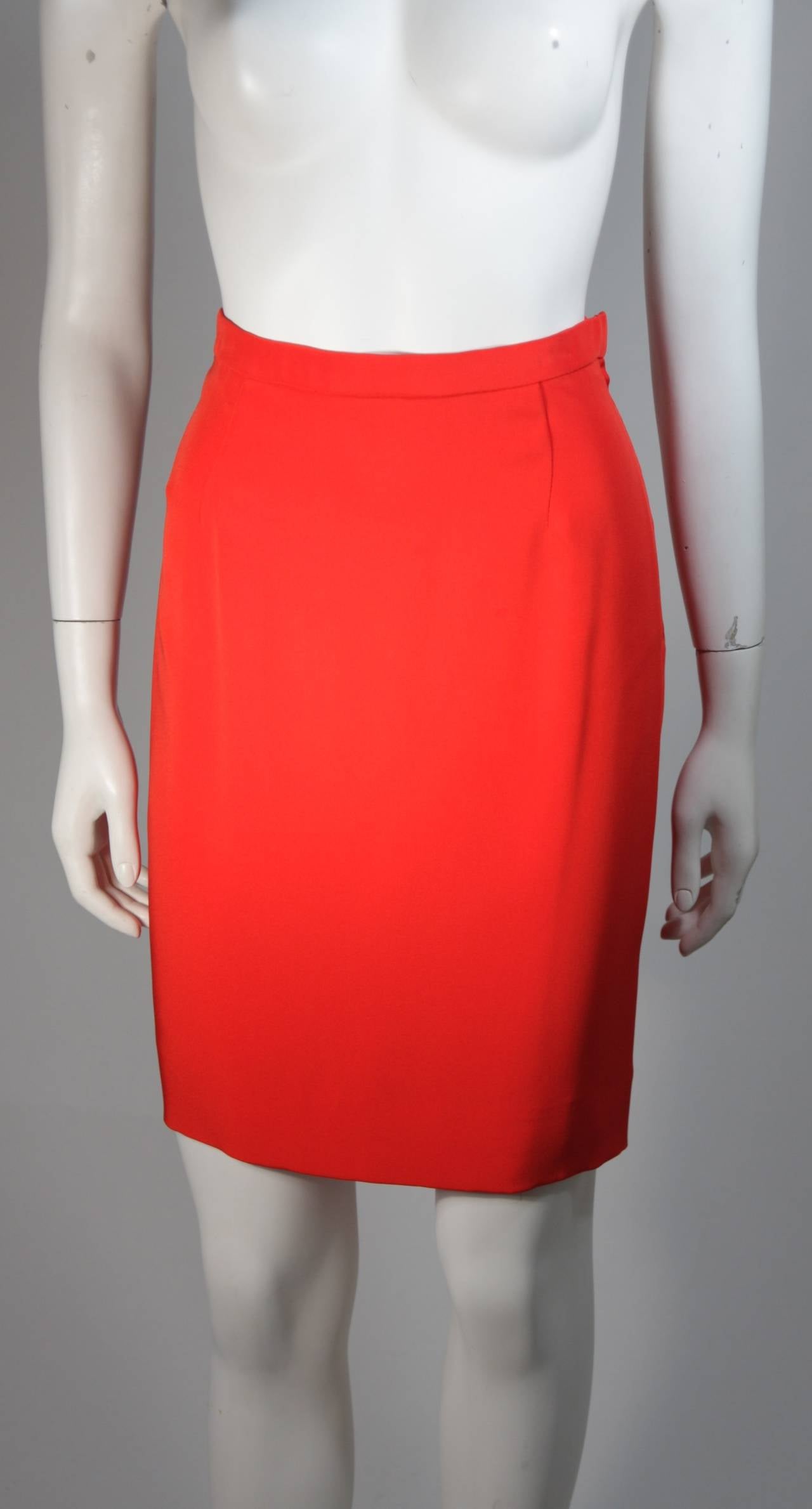 Vicky Tiel Orange Silk Skirt Suit Size Small 4