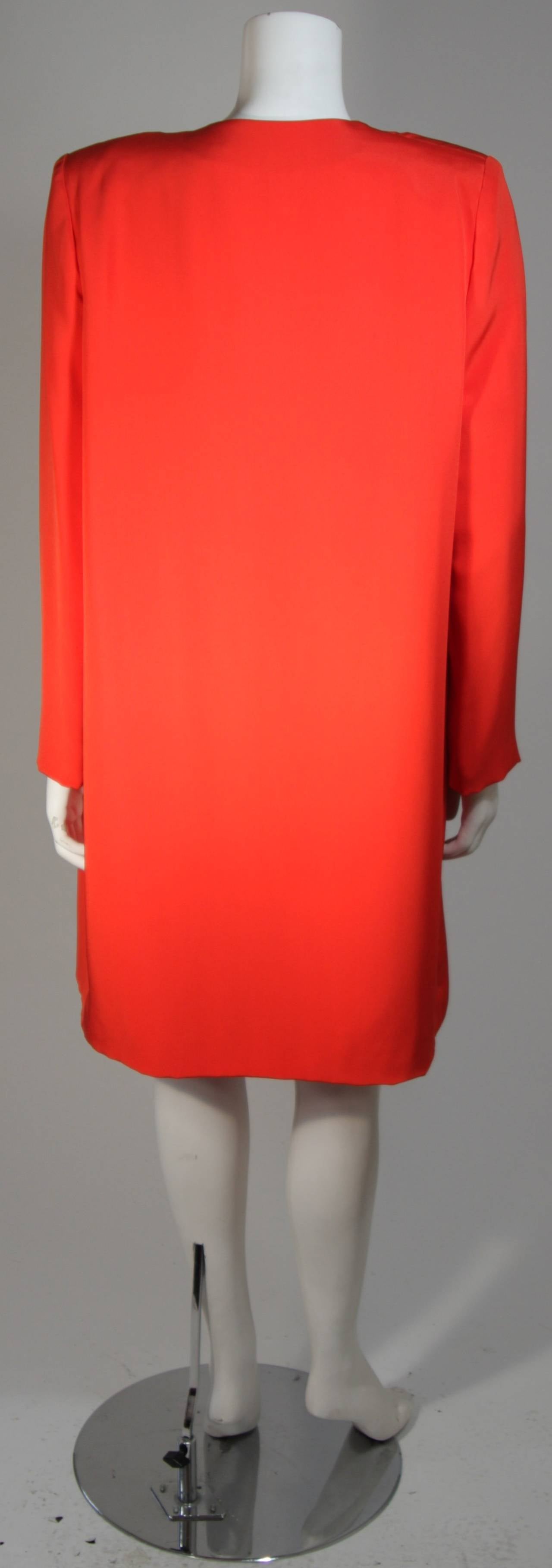Vicky Tiel Orange Silk Skirt Suit Size Small 2