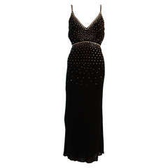 Rare Estevez Black Rhinestone Gown Size 8