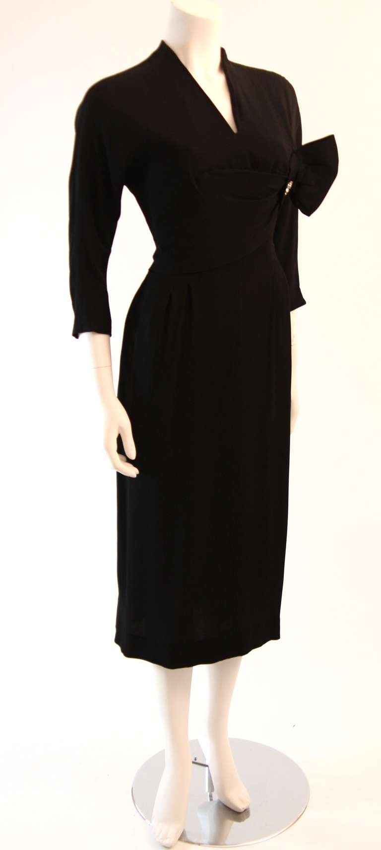 Beautiful 1950's Dorothy O'Hara Black Cocktail Dress In Excellent Condition For Sale In Los Angeles, CA
