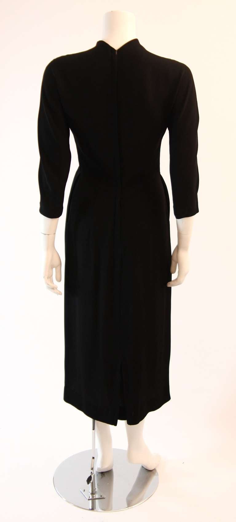 Beautiful 1950's Dorothy O'Hara Black Cocktail Dress For Sale 2