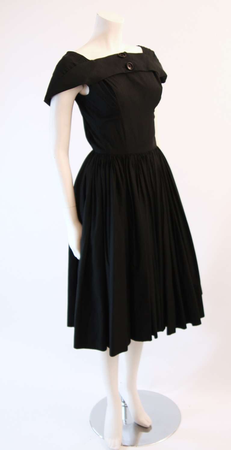 Lovely 1950's Galanos Black Boat Neck Dress In Excellent Condition For Sale In Los Angeles, CA