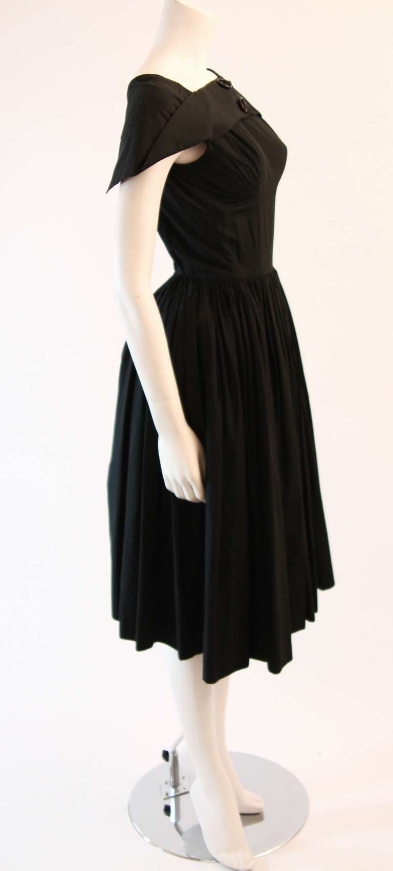 Women's Lovely 1950's Galanos Black Boat Neck Dress For Sale