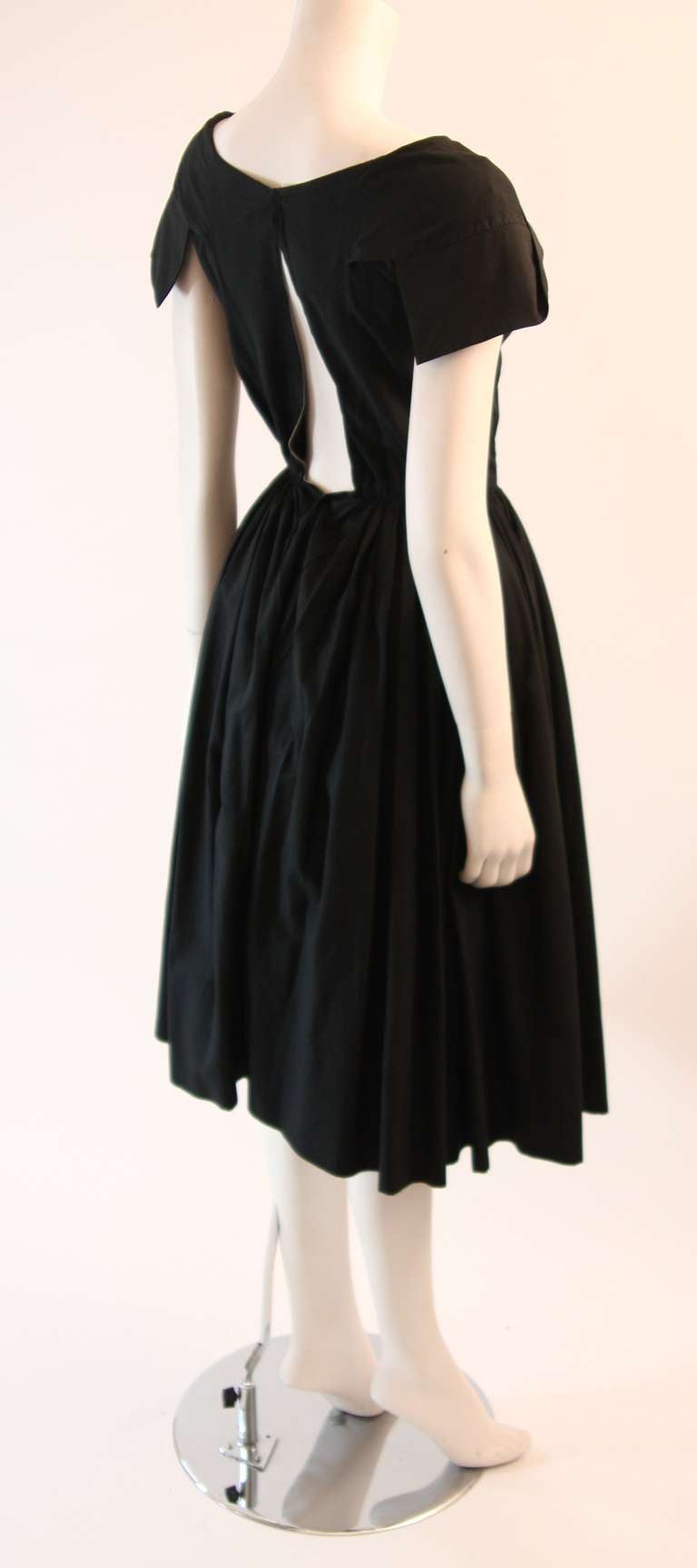 Lovely 1950's Galanos Black Boat Neck Dress For Sale 2