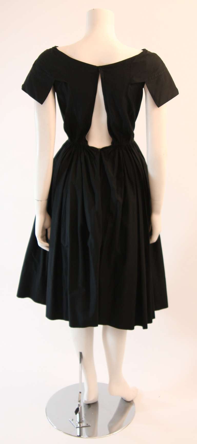 Lovely 1950's Galanos Black Boat Neck Dress For Sale 3