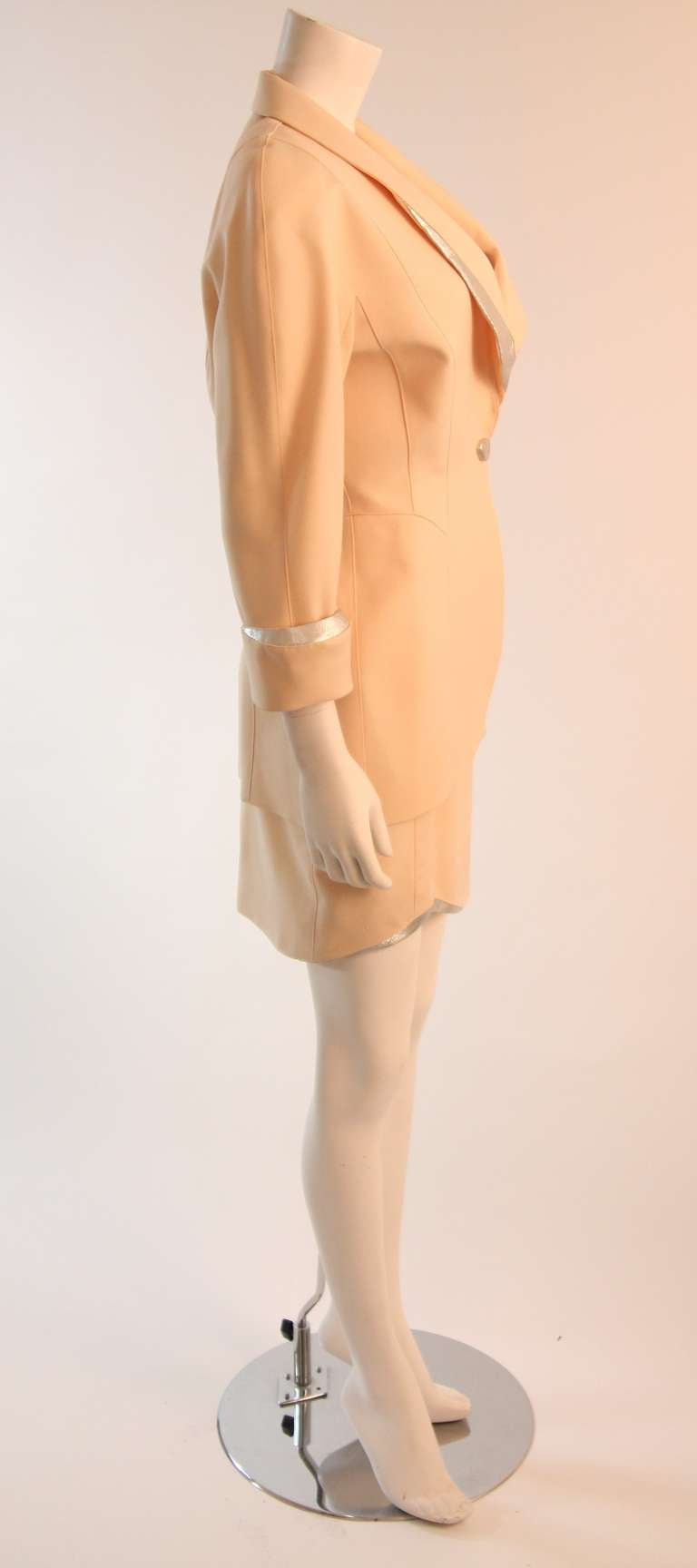 Thierry Mugler Cream Suit with Silver Metallic Accent Size 42 1