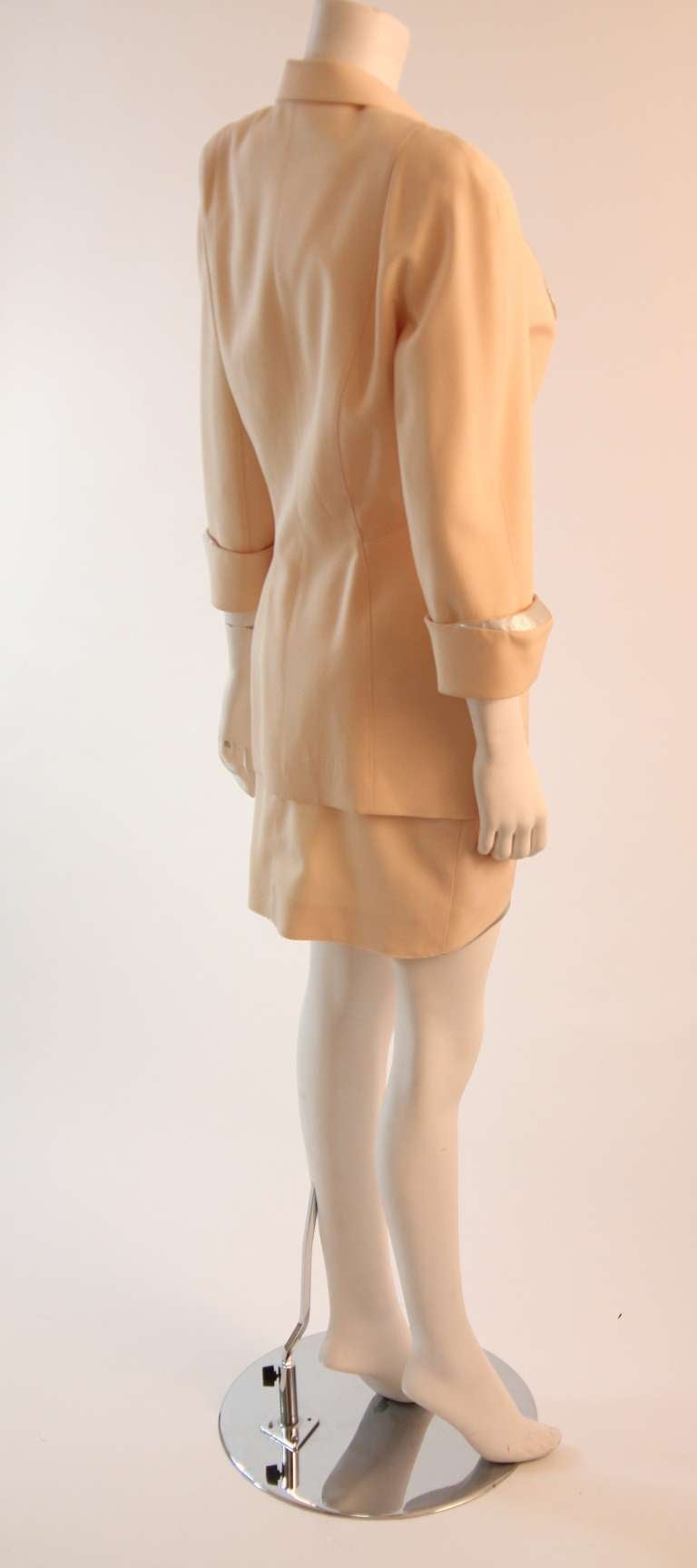 Thierry Mugler Cream Suit with Silver Metallic Accent Size 42 2