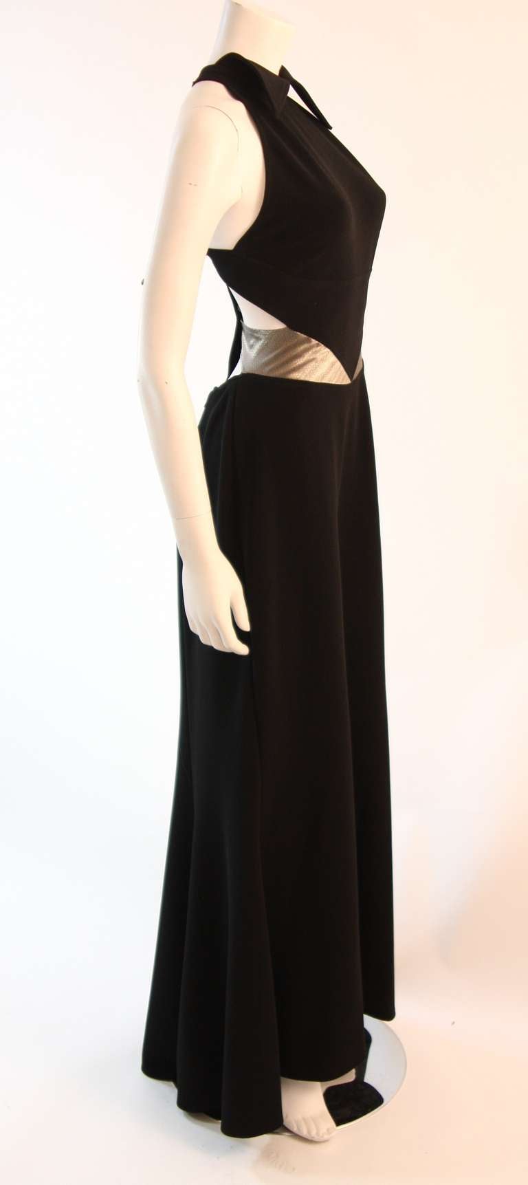 Women's Kathryn Dianos Black Peek A Boo Gown with Metallic Accents Size 8