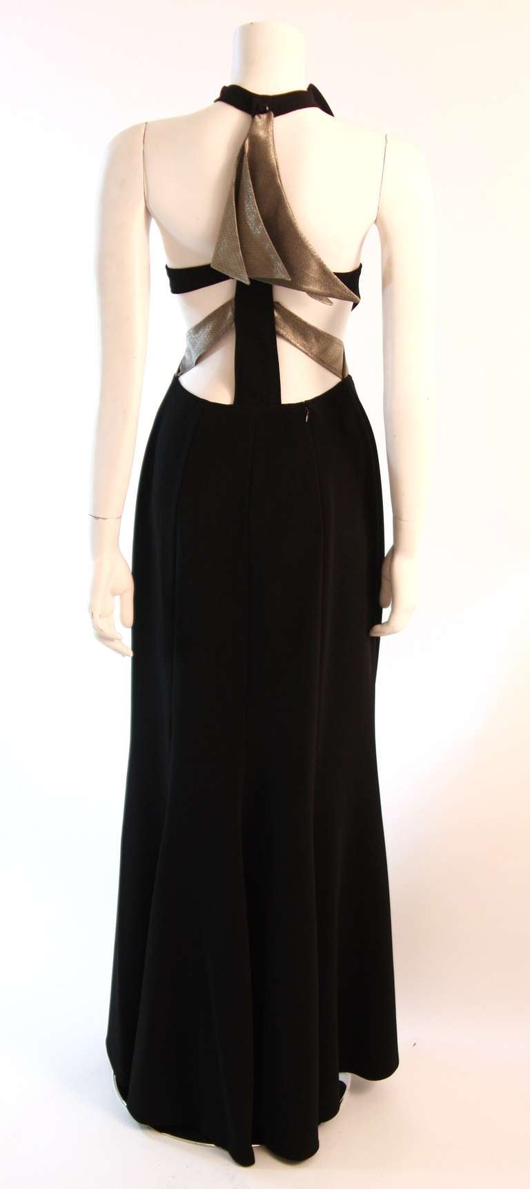 Kathryn Dianos Black Peek A Boo Gown with Metallic Accents Size 8 4