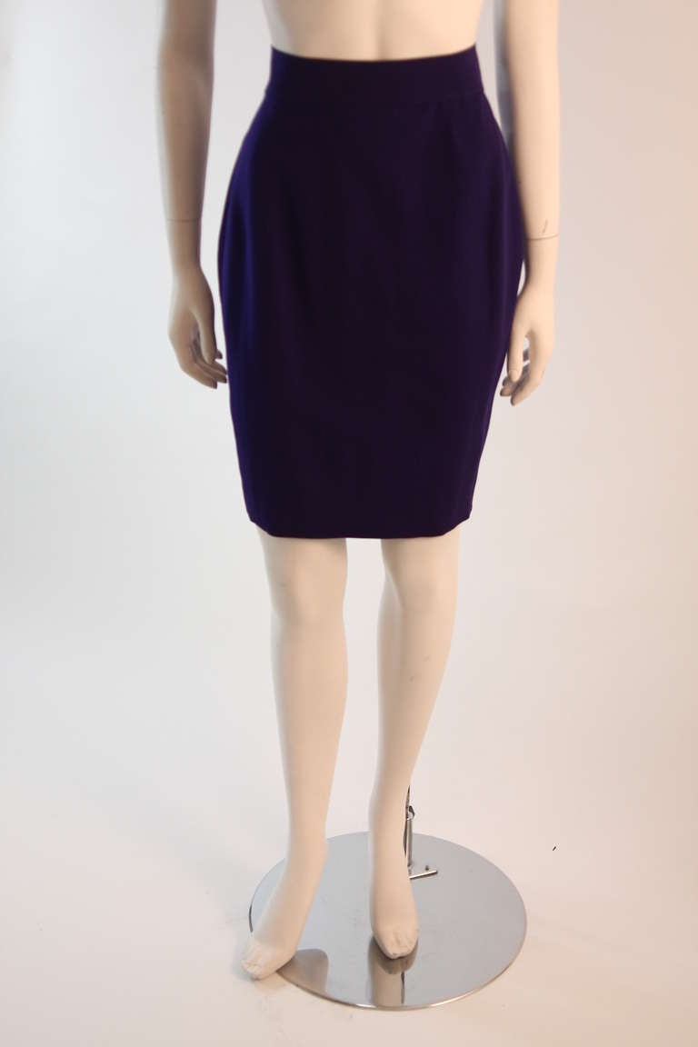 Thierry Mugler Purple Dimensional Skirt Suit Size 42 5