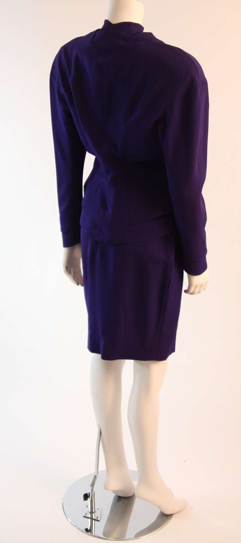 Thierry Mugler Purple Dimensional Skirt Suit Size 42 1