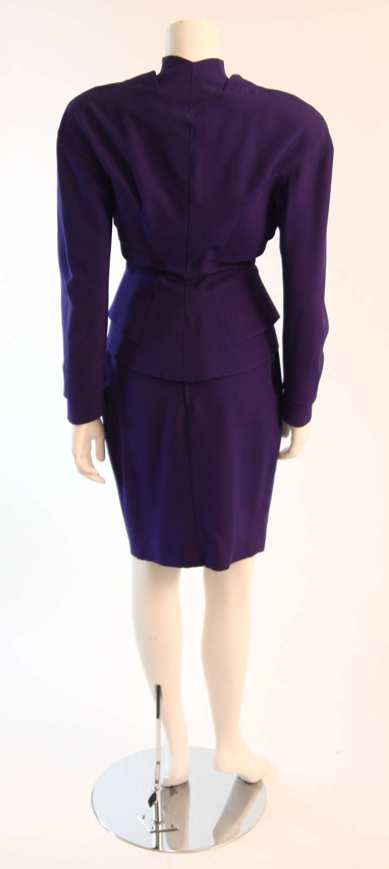 Thierry Mugler Purple Dimensional Skirt Suit Size 42 2