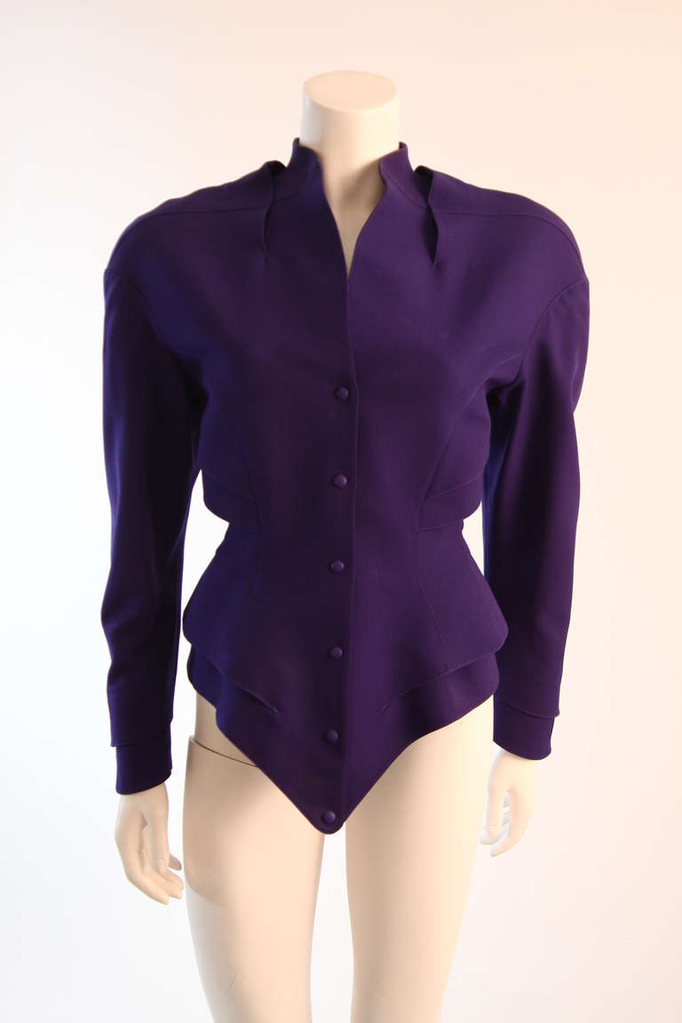 Thierry Mugler Purple Dimensional Skirt Suit Size 42 4