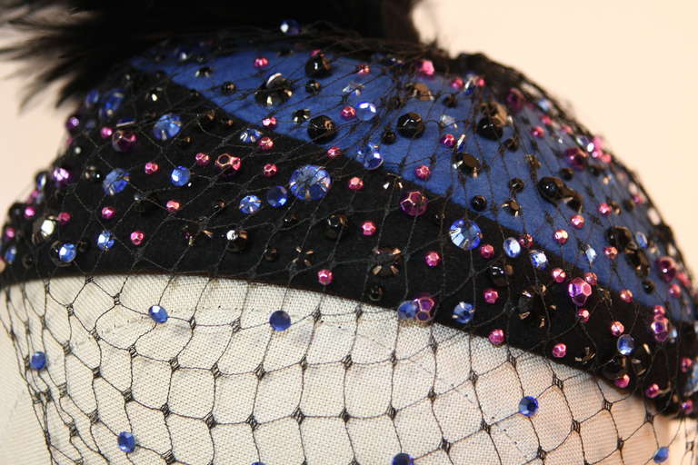 Women's Striking 1960's Frank Olive France Embellished Hat