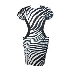Vicky Tiel Black and White Zebra Patterned Cocktail Dress Size Small 10
