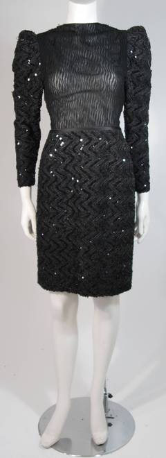 Vicky Tiel Attributed Black Sequin Cocktail Dress Size Small