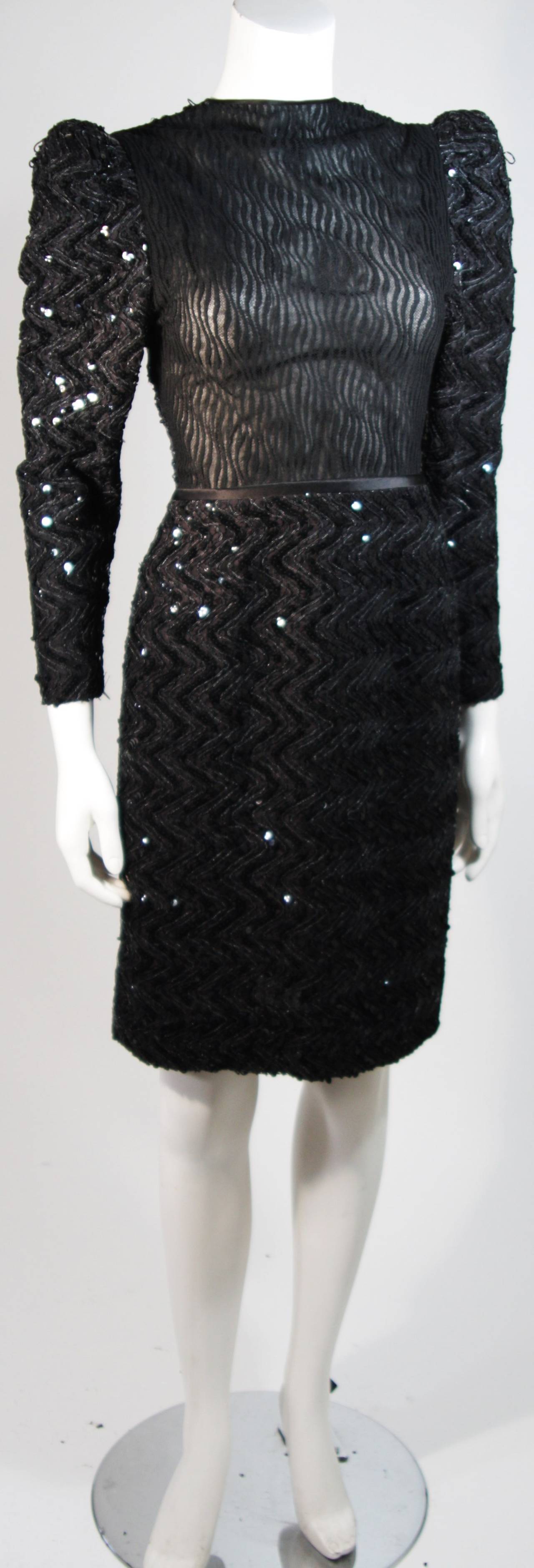 Vicky Tiel Attributed Black Sequin Cocktail Dress Size Small In Excellent Condition For Sale In Los Angeles, CA