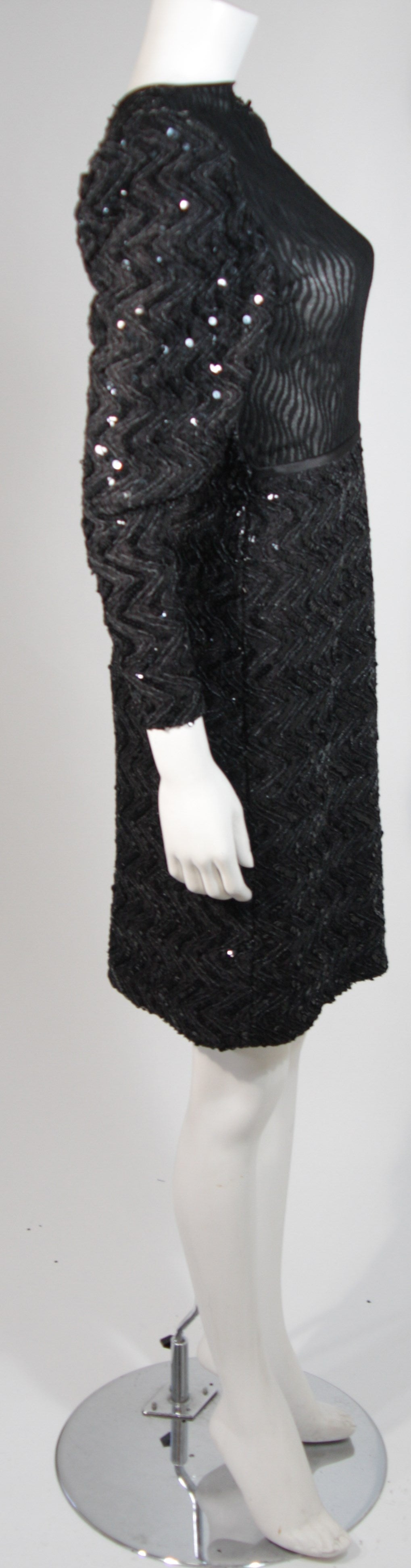 Vicky Tiel Attributed Black Sequin Cocktail Dress Size Small For Sale 3