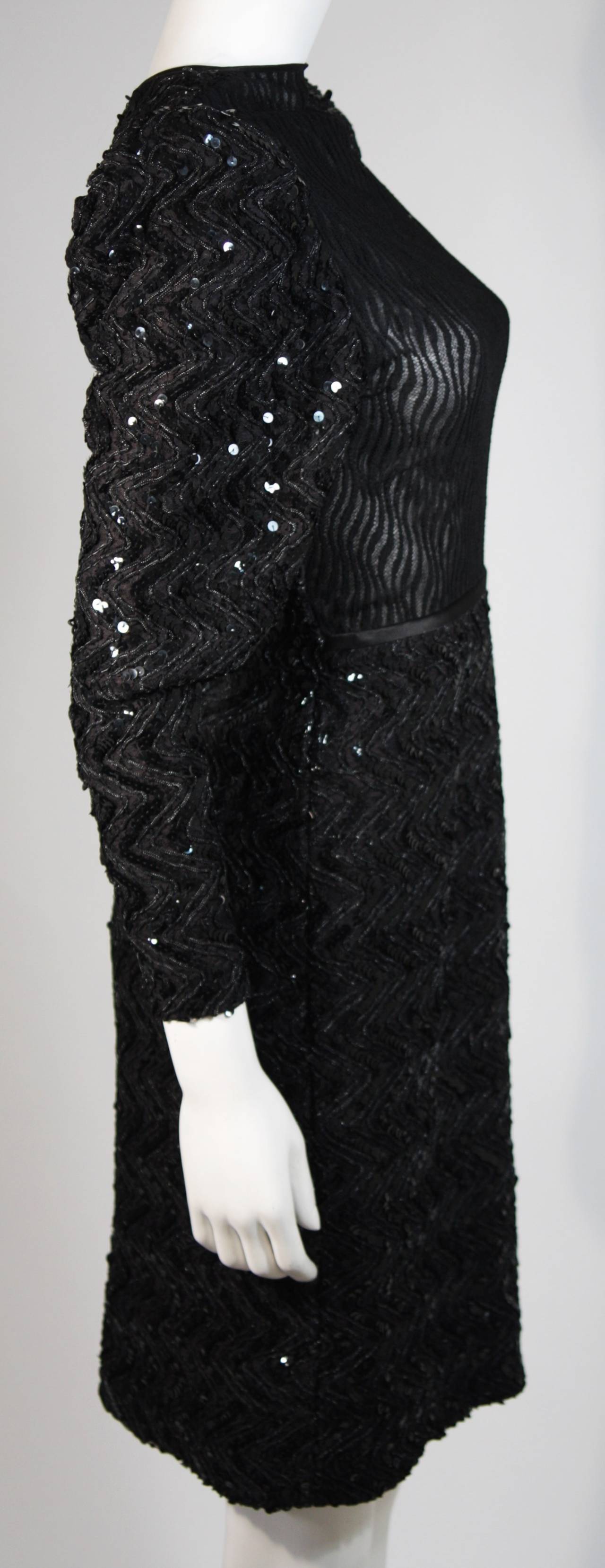 Vicky Tiel Attributed Black Sequin Cocktail Dress Size Small For Sale 4