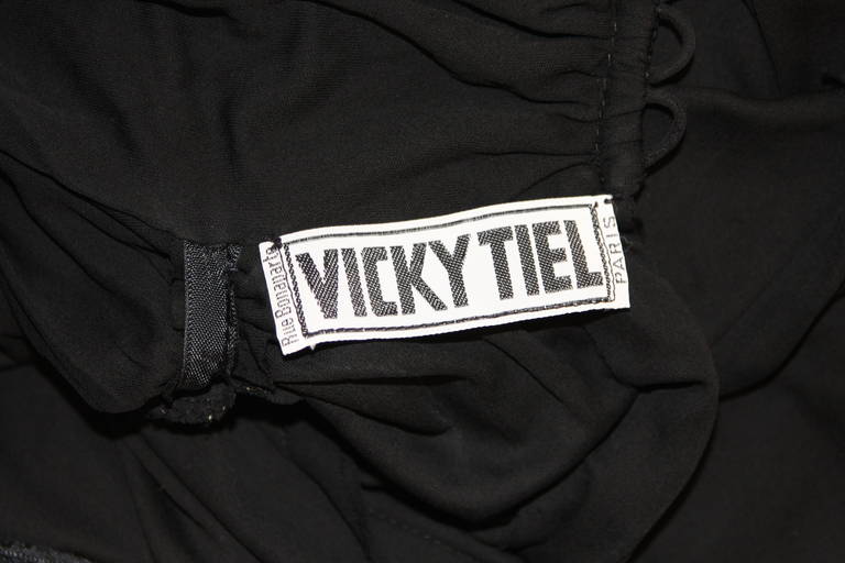 Sharp Vicky Tiel Black Draped Jersey Jumpsuit 6