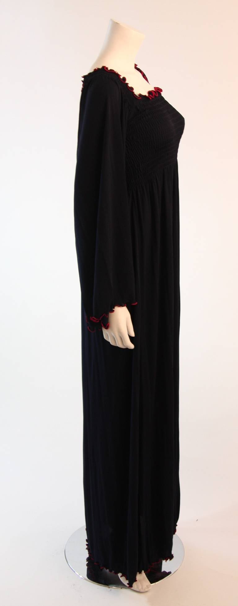 Wonderful Vicky Tiel Navy Full Length Stretch Dress with Red Accent 1