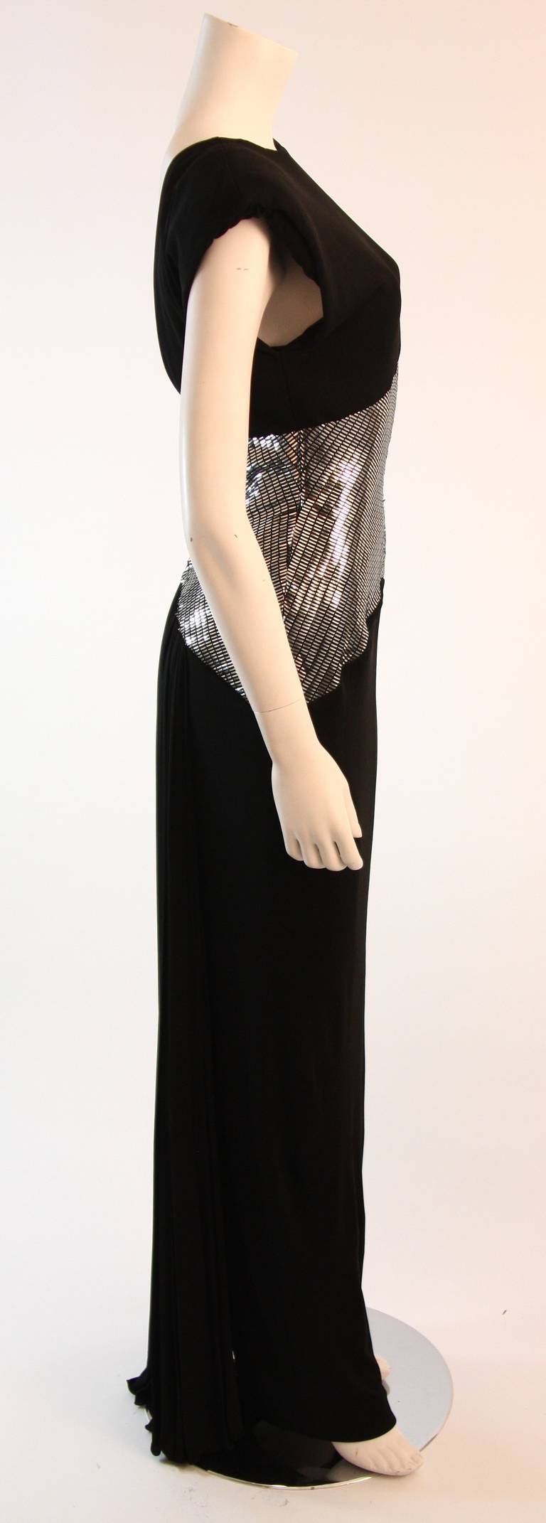 Ravishing Vicky Tiel Black Futurism Gown with Metallic Detail 1