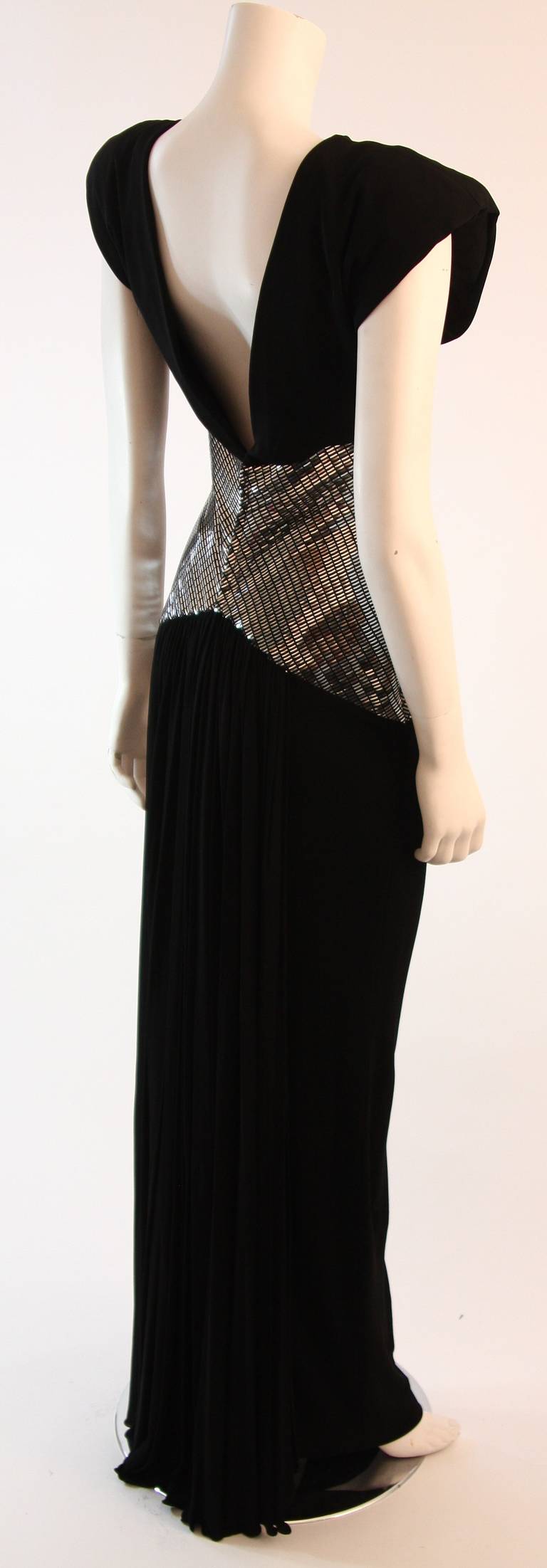 Ravishing Vicky Tiel Black Futurism Gown with Metallic Detail For Sale ...