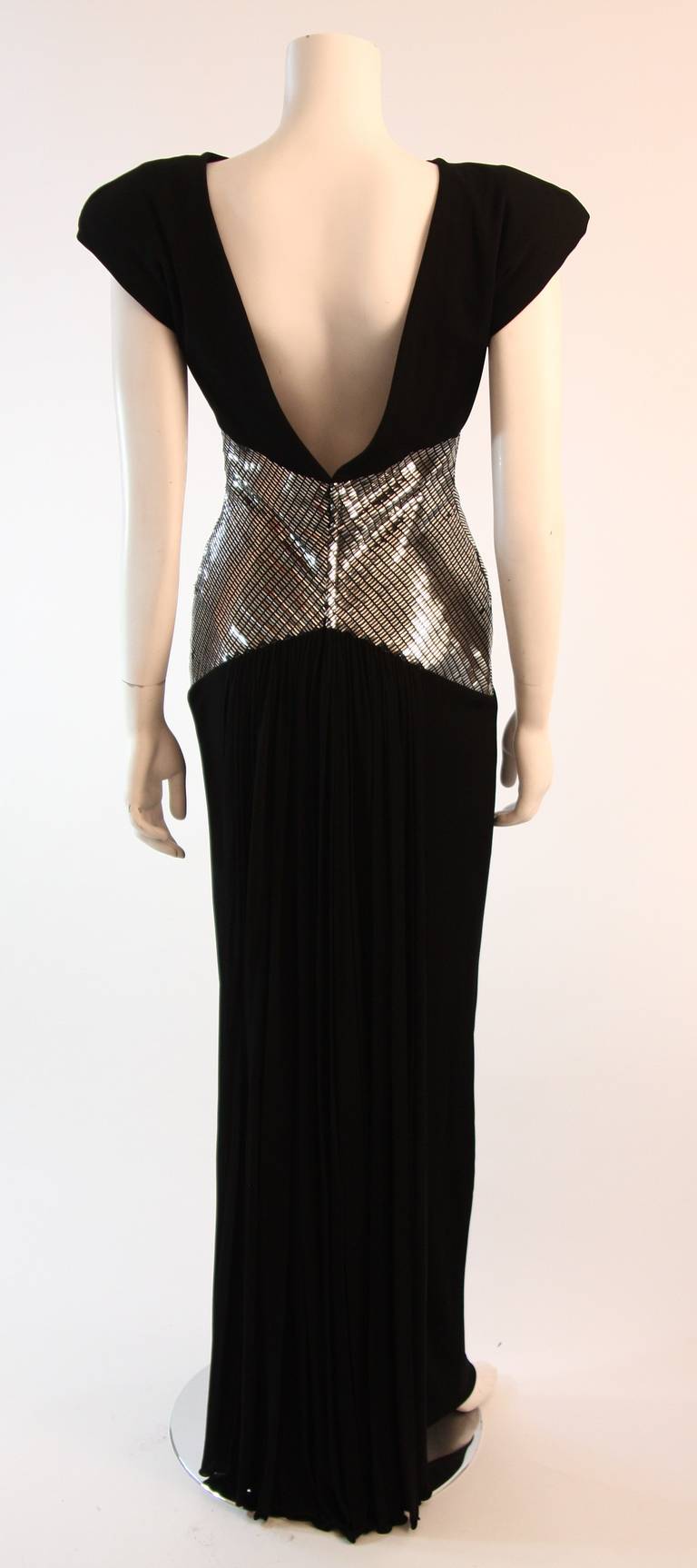 Ravishing Vicky Tiel Black Futurism Gown with Metallic Detail 3