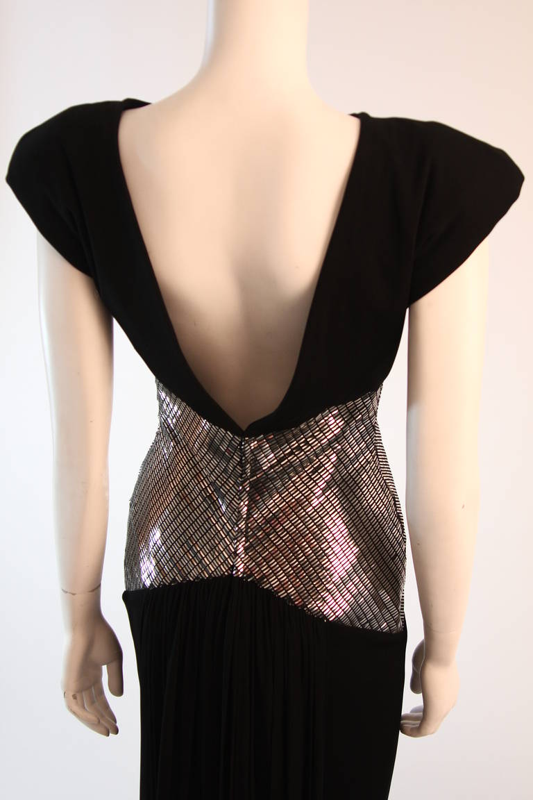 Ravishing Vicky Tiel Black Futurism Gown with Metallic Detail 4