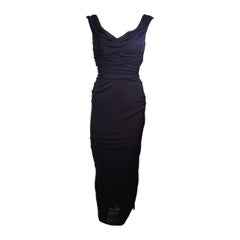 Ceil Chapman Navy Draped Jersey Gown Size Small