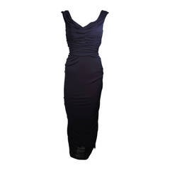 Ceil Chapman Navy Draped Jersey Gown Size Small 12