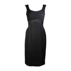 Ceil Chapman 1950's Black Cocktail Draped Cocktail Dress Size S 9