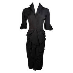 Ceil Chapman Black Cocktail Gown with Bow Detail Size XS 12
