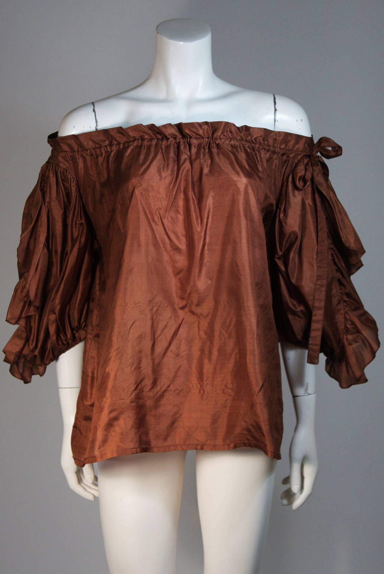 Yves Saint Laurent Rive Gauche Silk Blouse and Skirt Ensemble Size 38 2