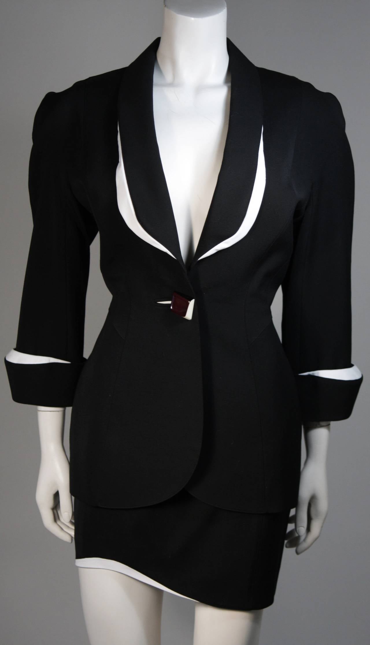 black and white skirt suit