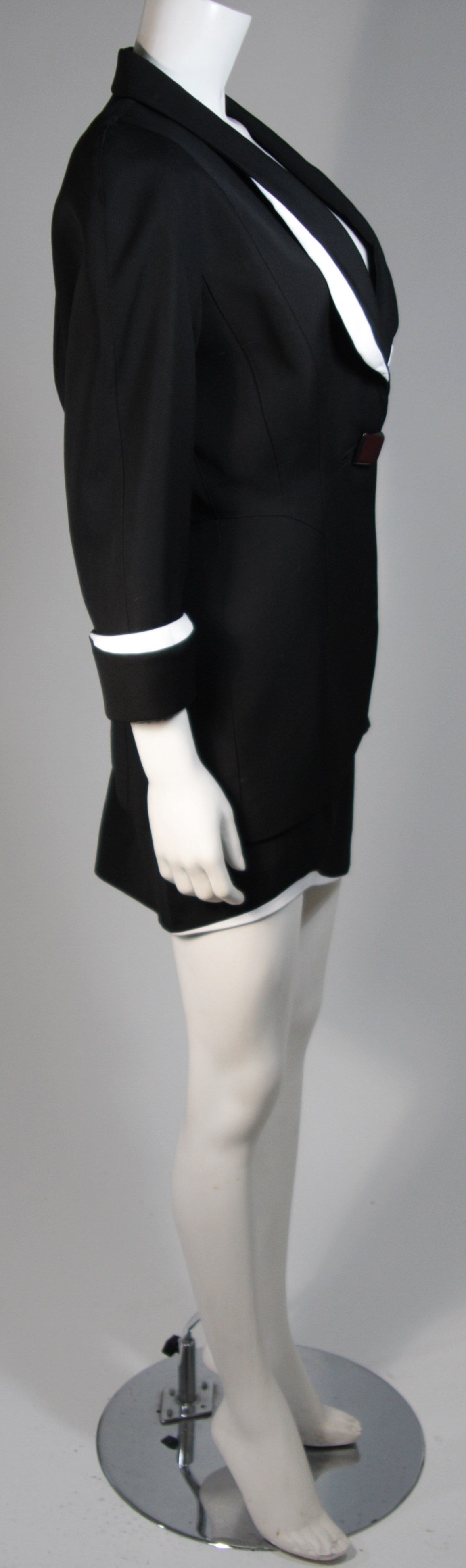 Thierry Mugler Black & White Skirt Suit w.Three Dimensional Lapel & Cuff detail In Excellent Condition In Los Angeles, CA
