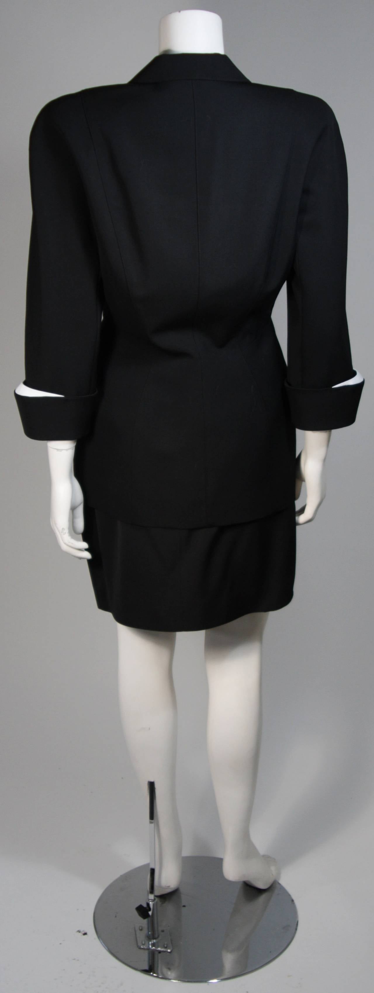 Women's Thierry Mugler Black & White Skirt Suit w.Three Dimensional Lapel & Cuff detail For Sale