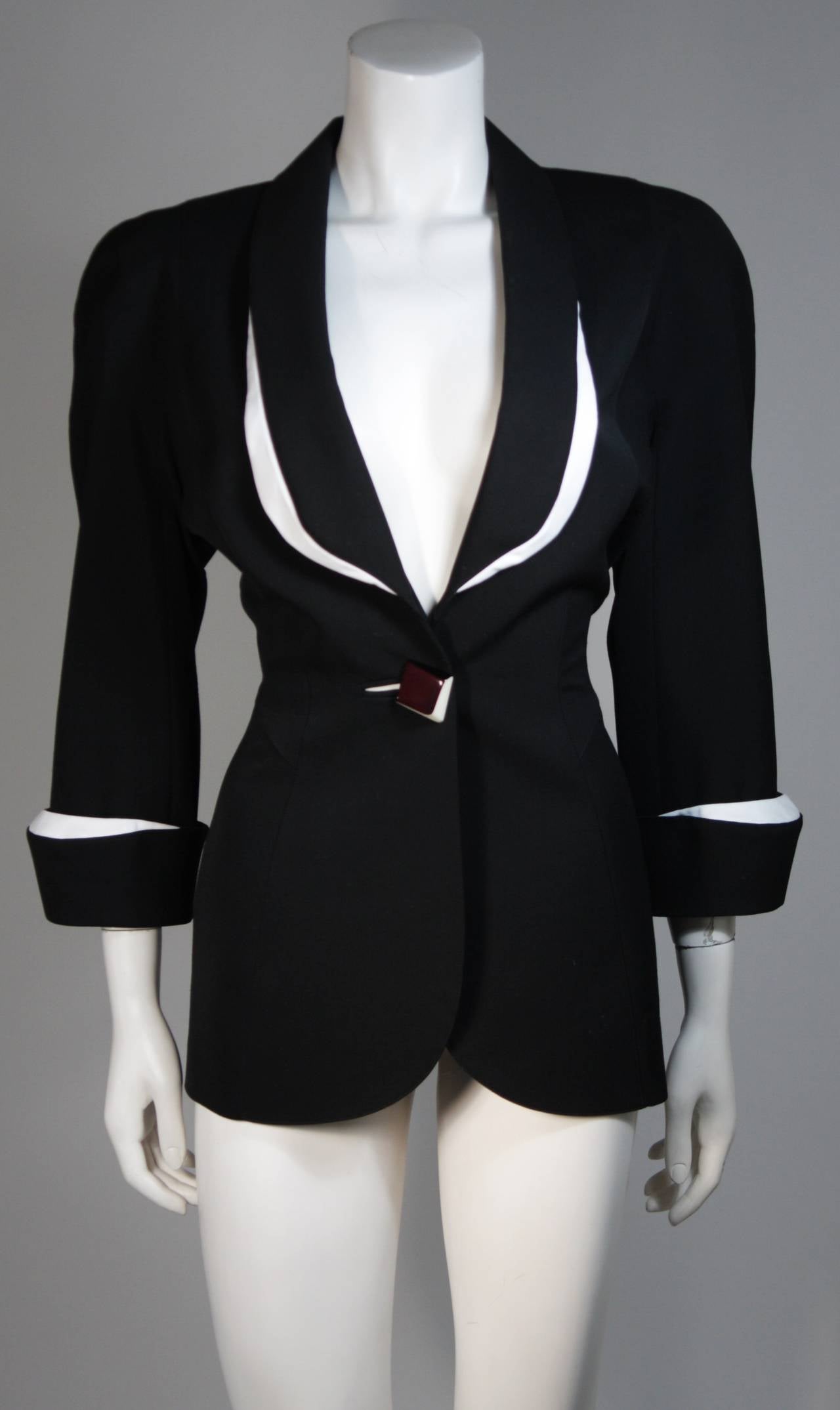 Thierry Mugler Black & White Skirt Suit w.Three Dimensional Lapel & Cuff detail 1