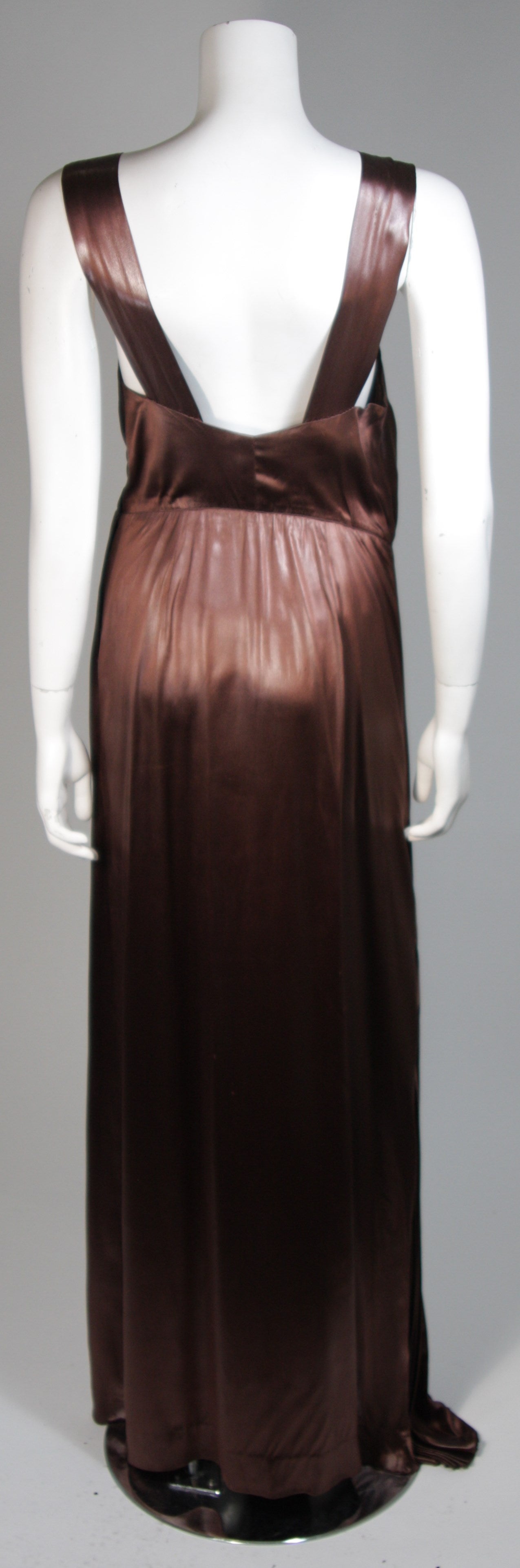 Madame Eme 1920's Custom Brown Silk Gown with Boler Size Small For Sale 1